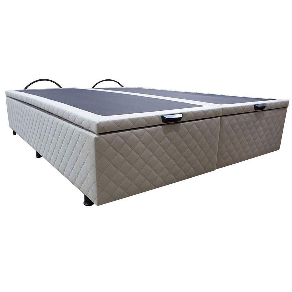 Base Cama Box Baú Casal King Size Suede Bege - 1