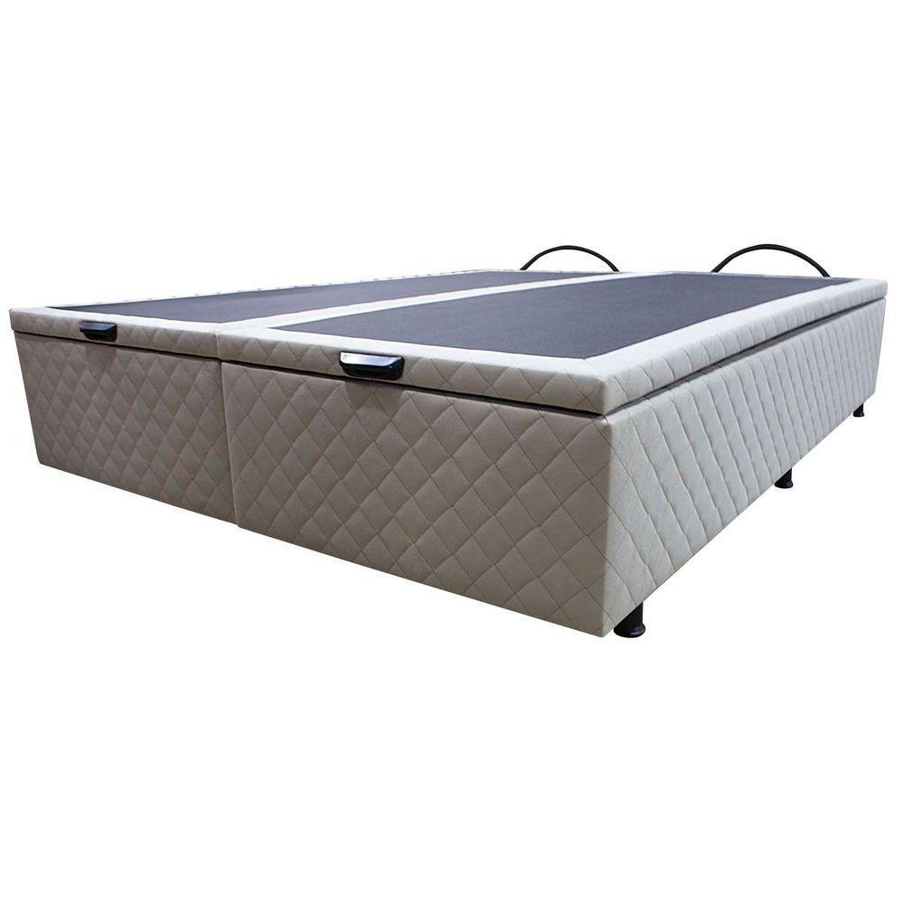 Base Cama Box Baú Casal King Size Suede Bege - 4