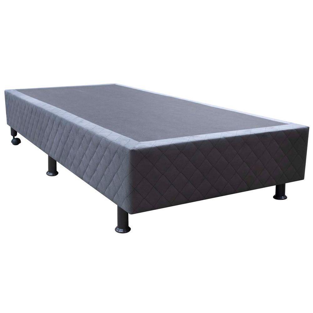 Base Cama Box Solteiro Suede Cinza - 1