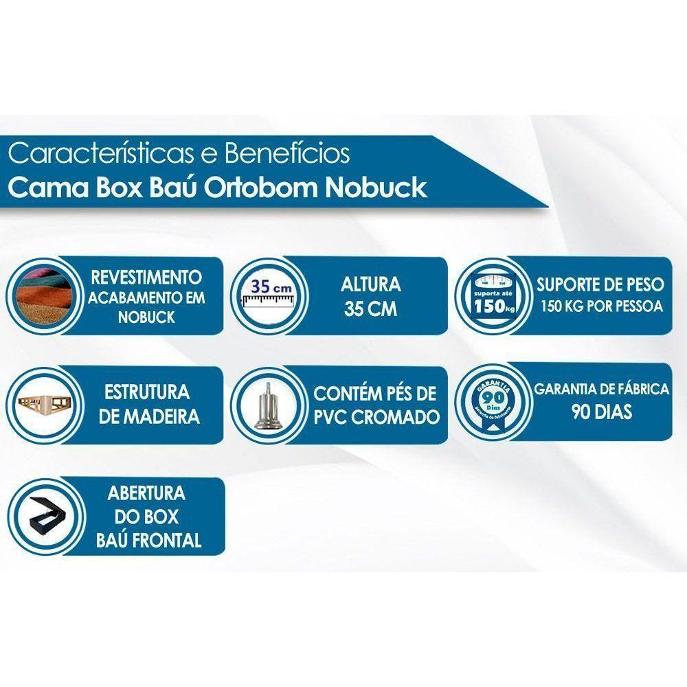 Cama Box Baú Universal Solteiro Suede Clean (88x188x35) - Ortobom - 2