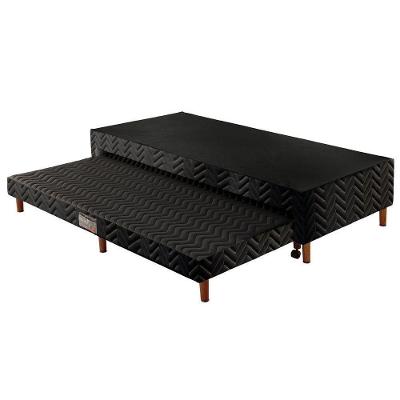 Cama Box Base C-auxiliar Universal Solteiro Tecido Bordado Black (88x188x30) - Paropas