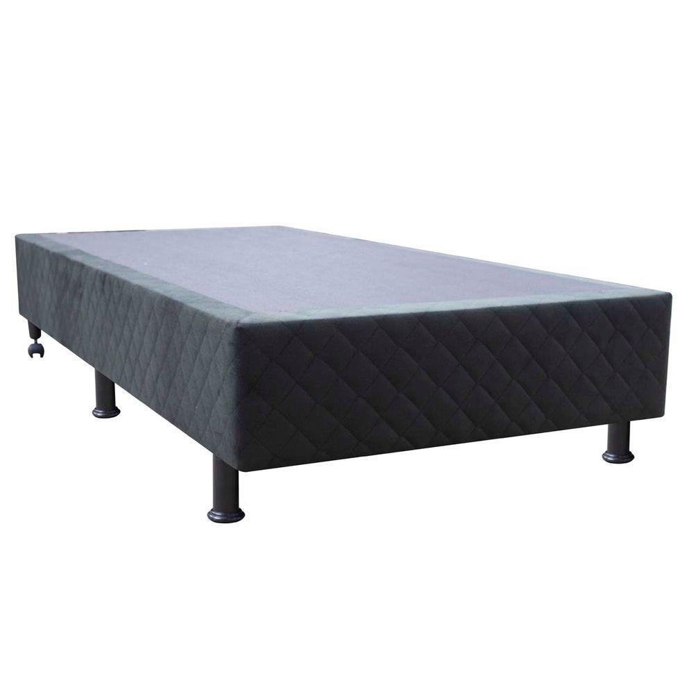 Base Cama Box Solteiro Suede Preto - 1
