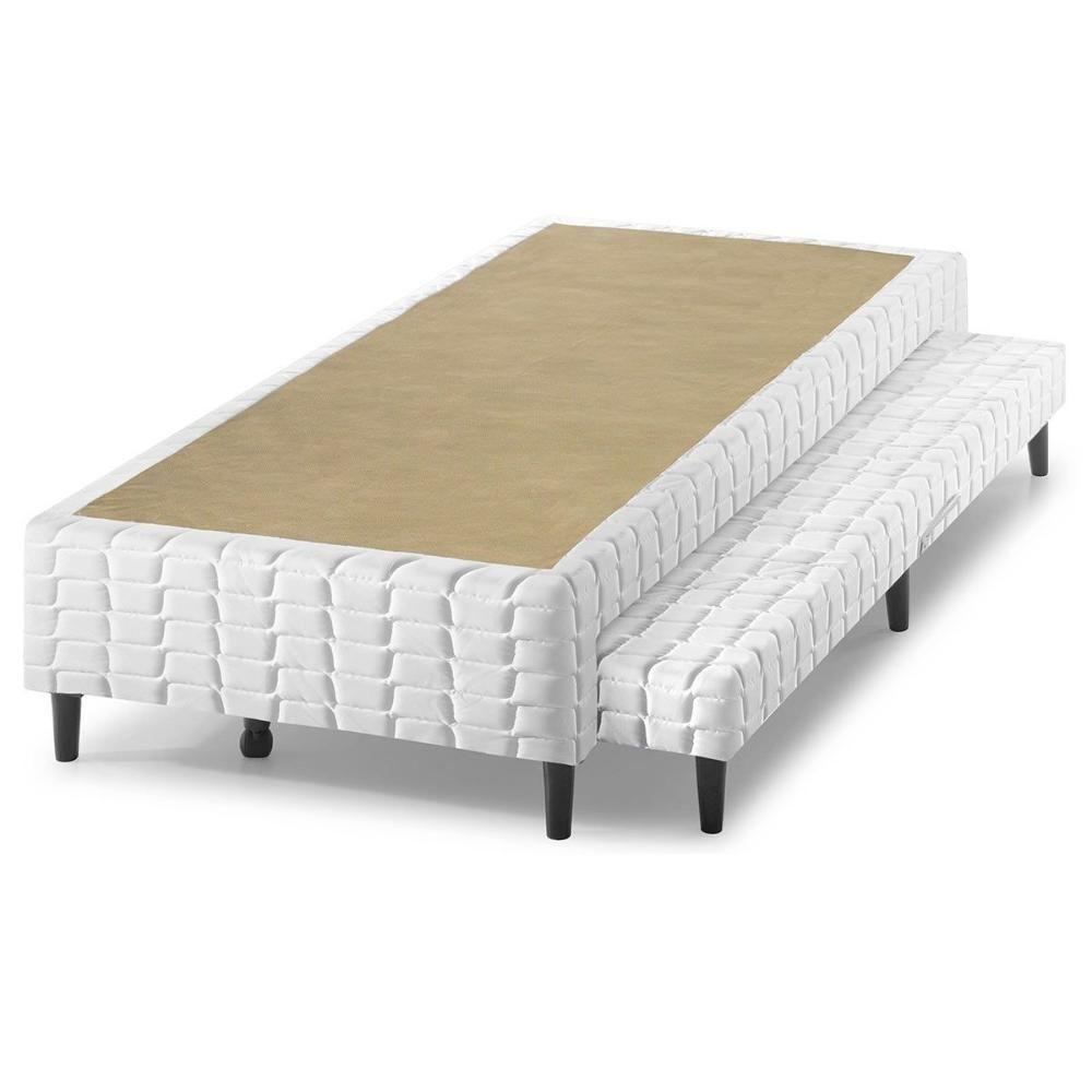 Cama Box Base c/Auxiliar Solteiro Bordado White (88x188x25) - Anjos - 1