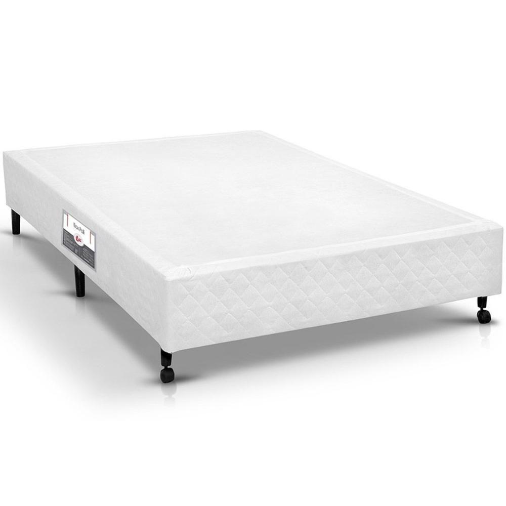 Cama Box Base Casal Poli Tecido White (138x188x23) - Castor - 1