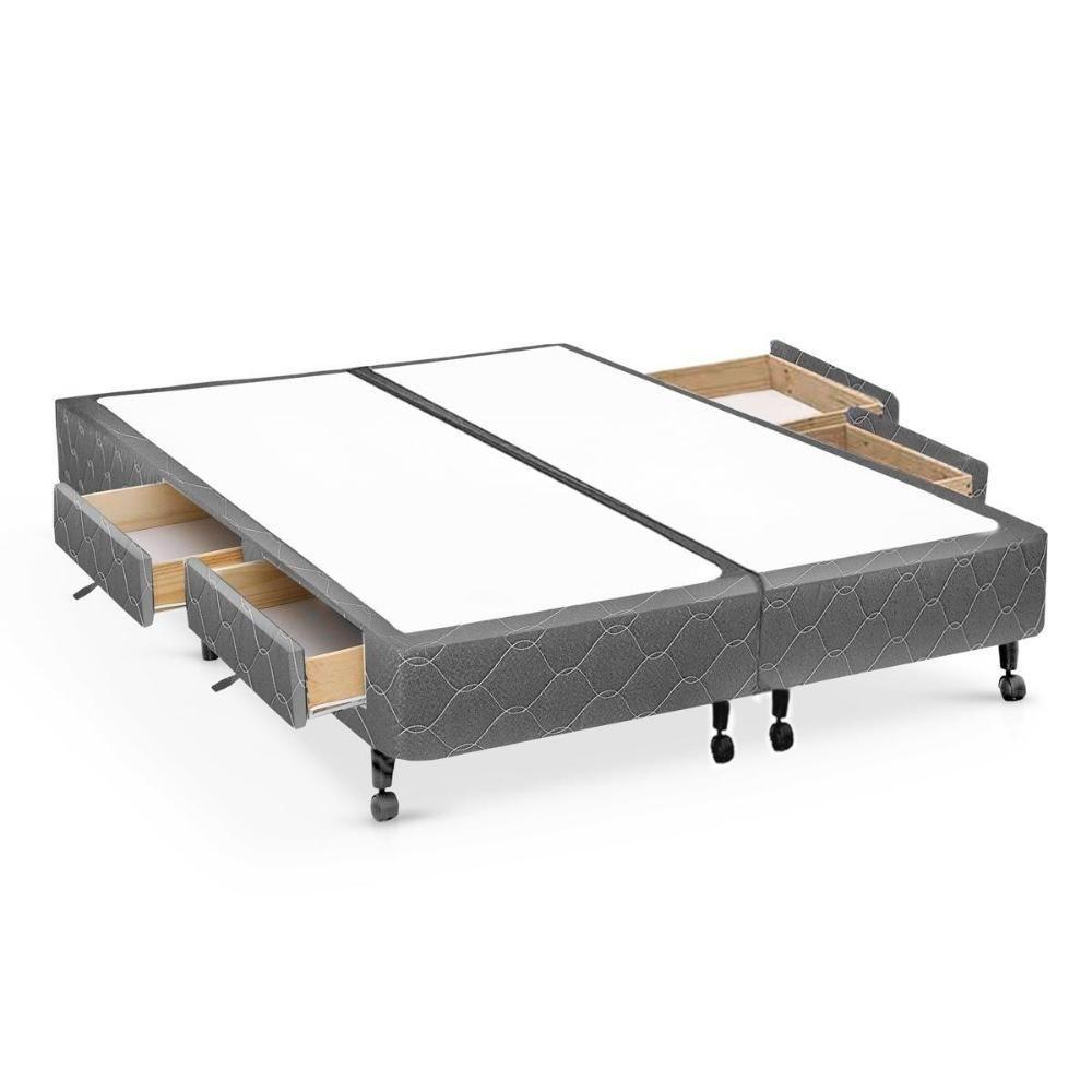 Cama Box Base c/Gavetas Queen Poli Tecido Gray (158x27-c/4 Gavs) - Castor - 1