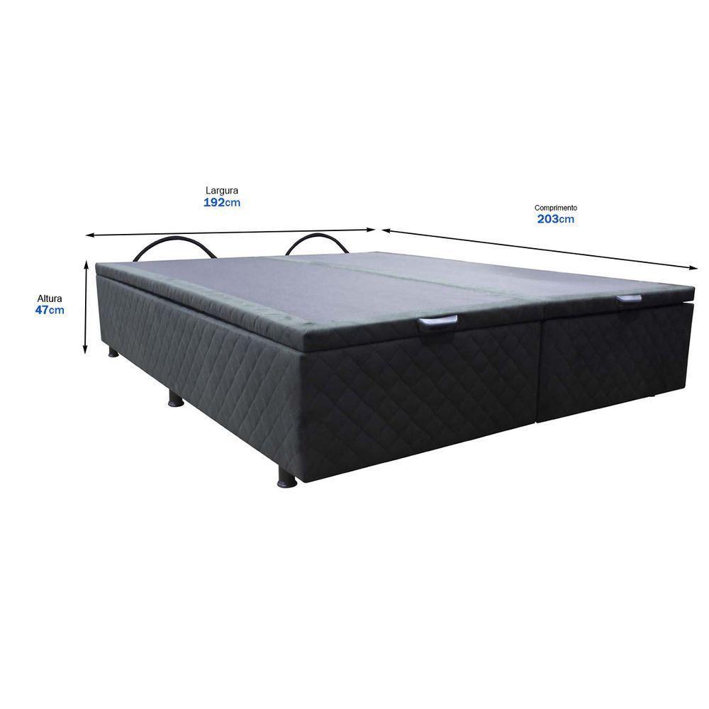 Base Cama Box Baú Casal King Size Suede Preto - 2