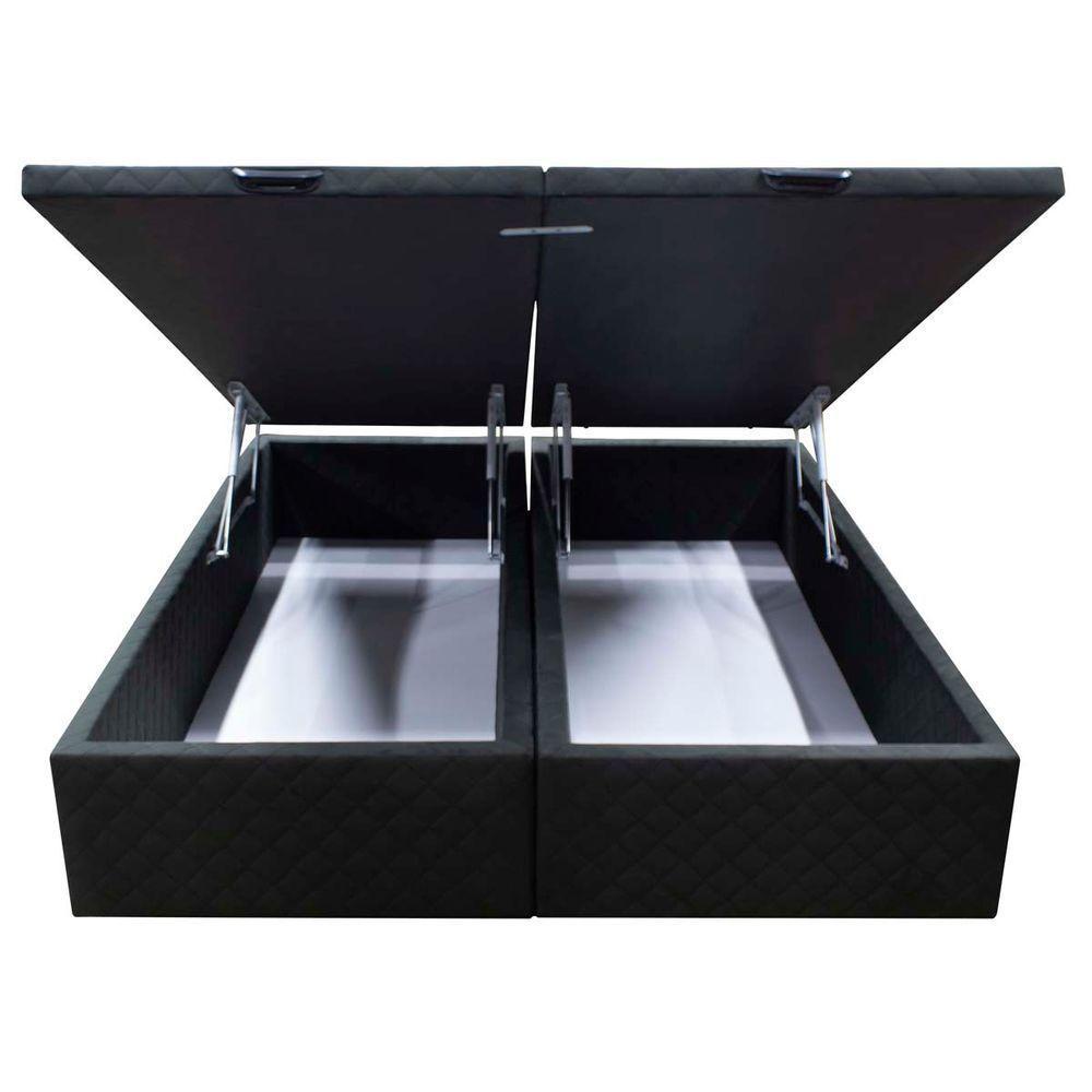 Base Cama Box Baú Casal King Size Suede Preto - 4