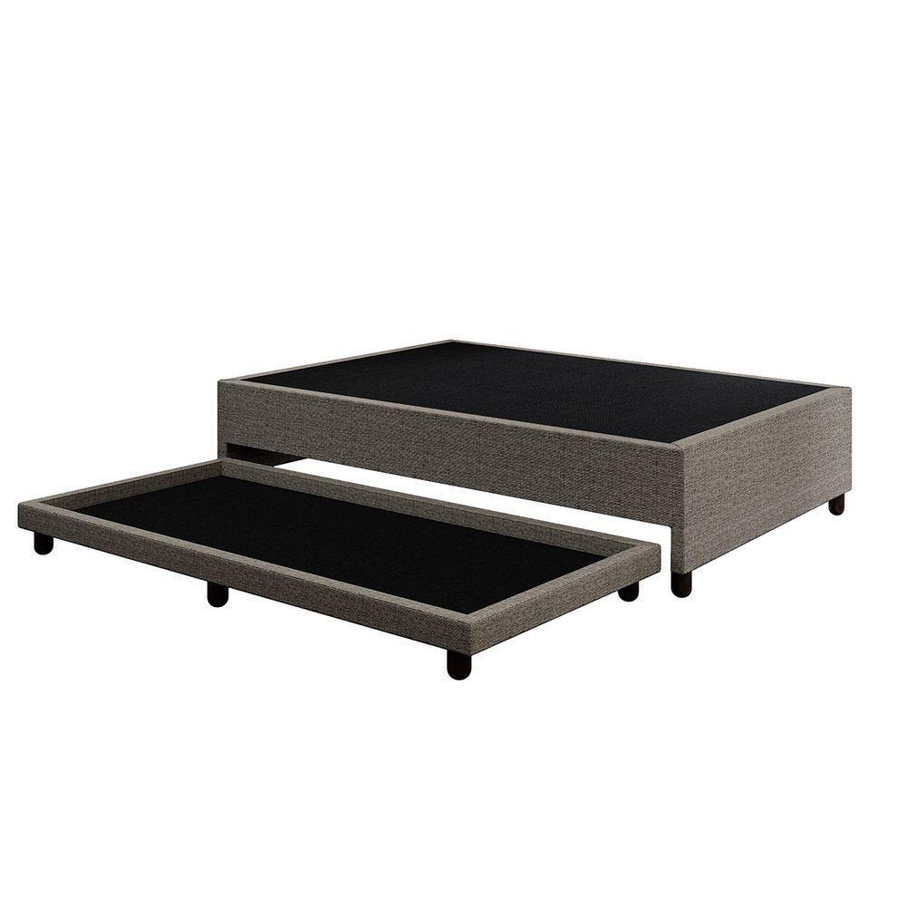 Base Cama Box Solteirão Com Cama Auxiliar Linho Skybox Cor Marrom - 3