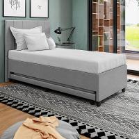 Base Cama Box Solteirão Com Cama Auxiliar Veludo Skybox Cor Cinza - 2