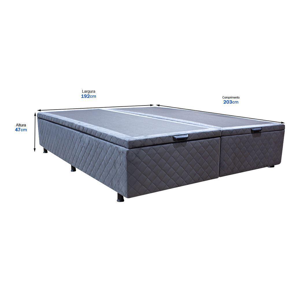Base Cama Box Baú Casal King Size Suede Cinza - 2