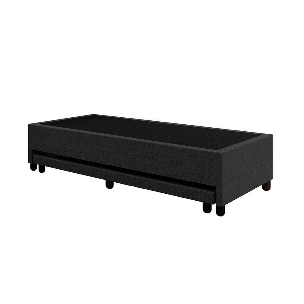 Base Cama Box Solteirão Com Cama Auxiliar Linho Skybox Cor Preto - 4