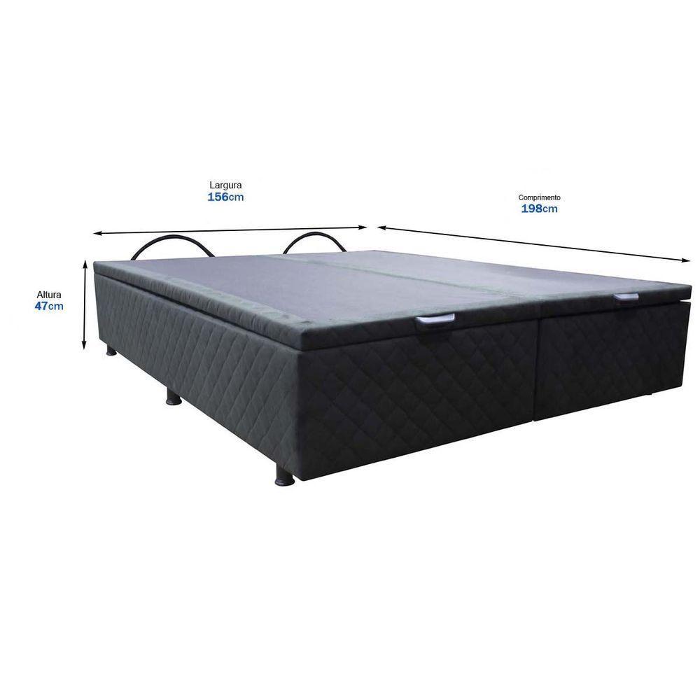 Base Cama Box Baú Casal Queen Size Suede Preto - 2