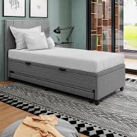 Base Cama Box Baú Solteirão Com Cama Auxiliar Linho Skybox Cor Cinza - 10