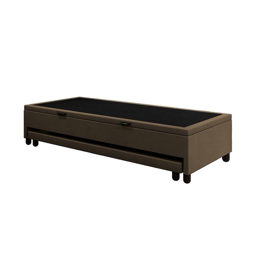 Base Cama Box Baú Solteirão Com Cama Auxiliar Veludo Skybox Cor Marrom - 4
