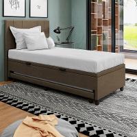 Base Cama Box Baú Solteirão Com Cama Auxiliar Veludo Skybox Cor Marrom - 2