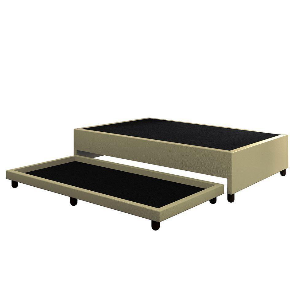 Base Cama Box Solteirão Com Cama Auxiliar Corino Skybox Cor Bege - 4