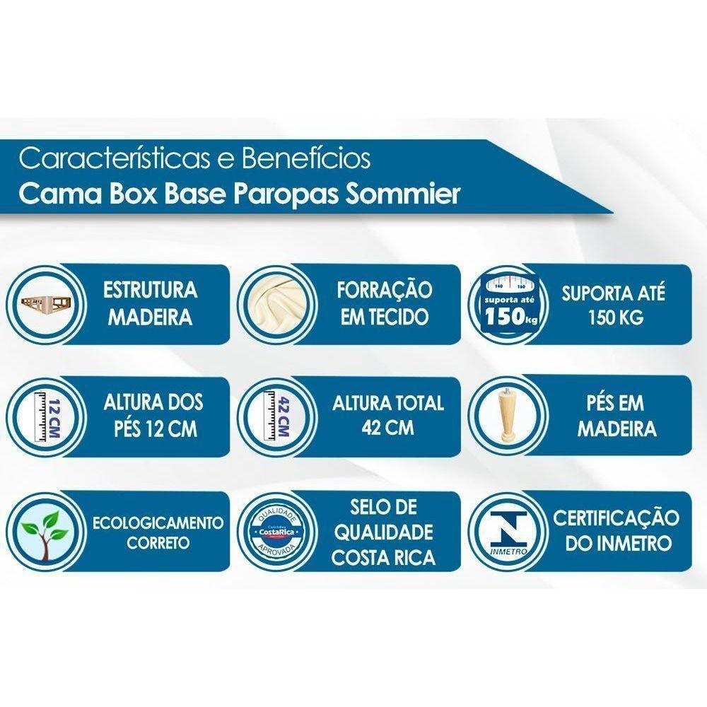 Cama Box Base Queen Sommier Rústico Bordado Clean (158x198x30) - Paropas - 2