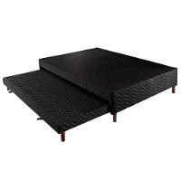Cama Box Base c/Auxiliar Casal Sommier Rústico Bordado Black (138x188x30) - Paropas - 1