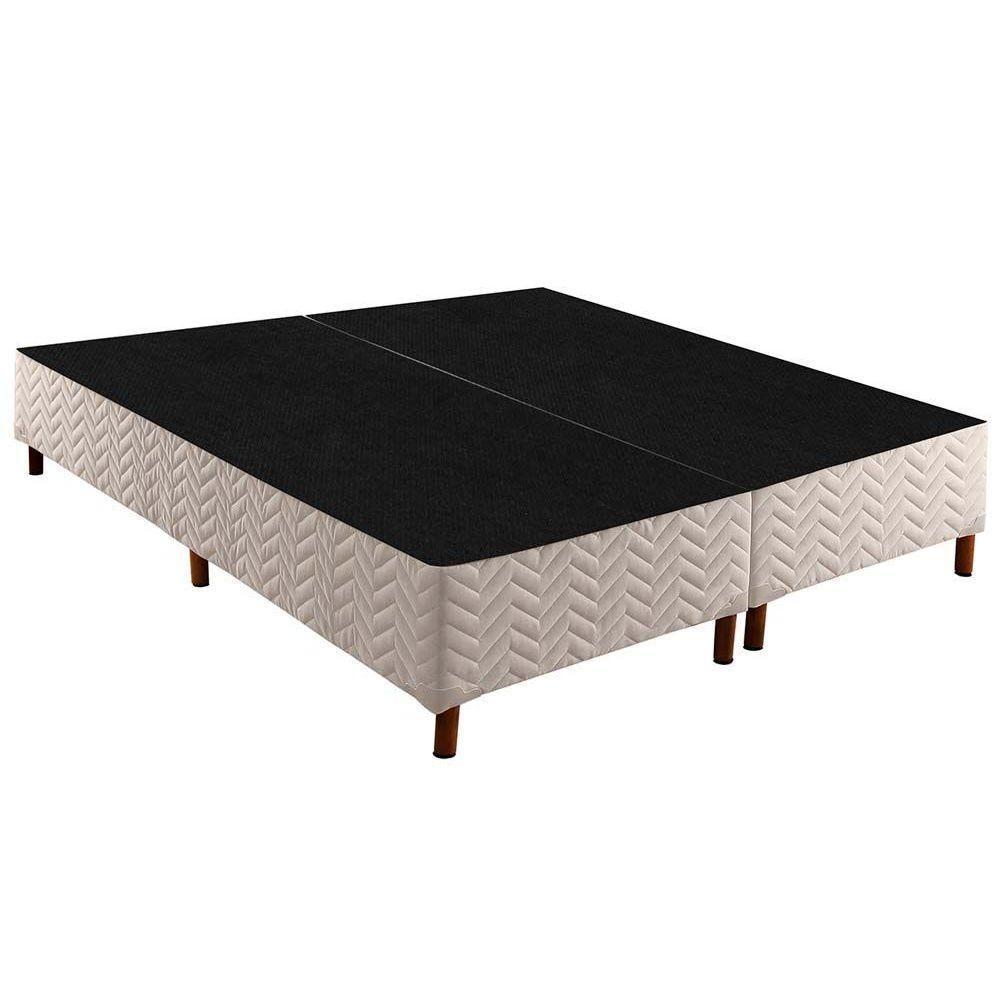 Cama Box Base Queen Sommier Rústico Bordado White (158x198x20) - Paropas - 1