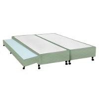 Cama Box Base c/Auxiliar King Poli Tecido Green (193x203x27) - Castor - 1