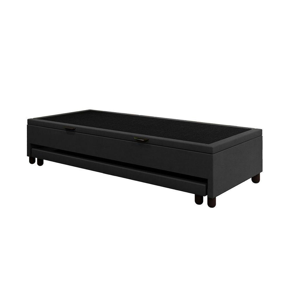 Base Cama Box Baú Solteirão Com Cama Auxiliar Veludo Skybox Cor Preto - 4