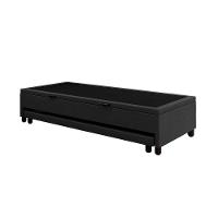 Base Cama Box Baú Solteirão Com Cama Auxiliar Veludo Skybox Cor Preto - 4