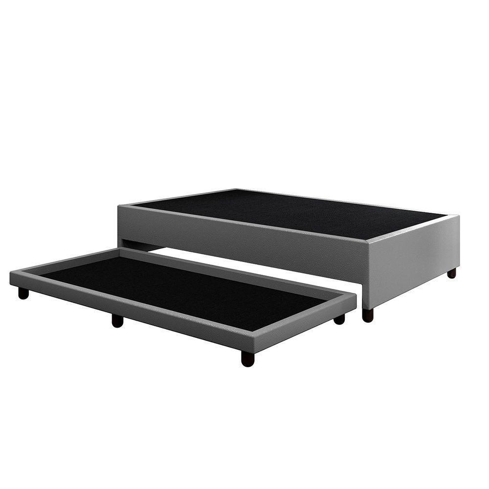 Base Cama Box Solteirão Com Cama Auxiliar Corino Skybox Cor Cinza - 3