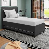 Base Cama Box Solteirão Com Cama Auxiliar Veludo Skybox Preto - 4