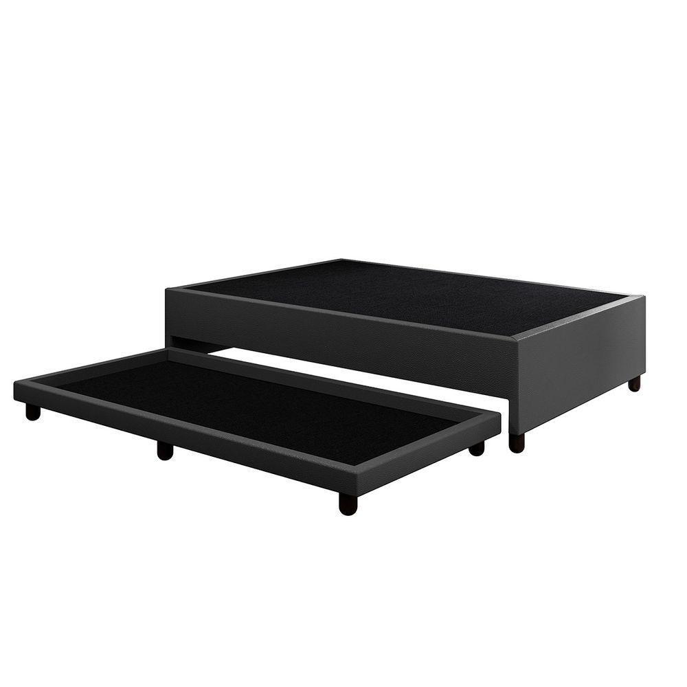 Base Cama Box Solteirão Com Cama Auxiliar Corino Skybox Cor Preto - 3