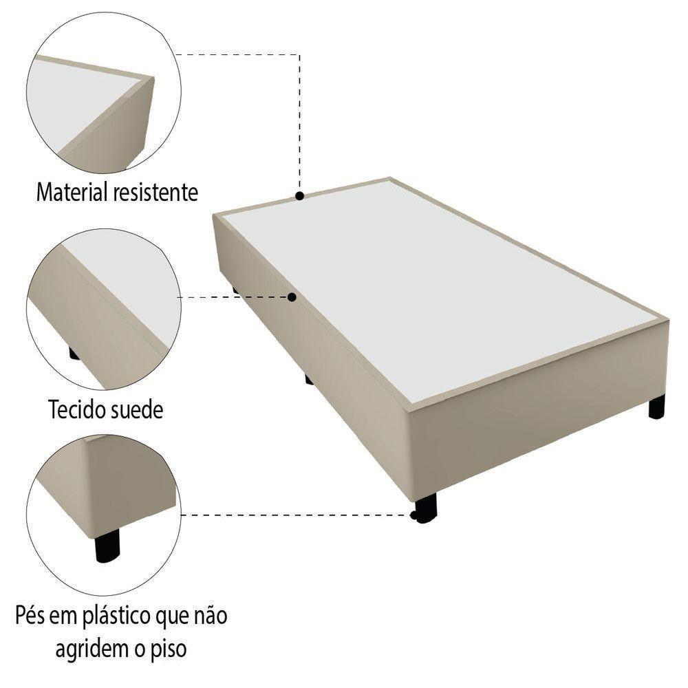 Base Cama Box Solteiro 88x188x38cm Bege Suede Veludo Prince Bege - 3