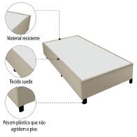 Base Cama Box Solteiro 88x188x38cm Bege Suede Veludo Prince Bege - 3