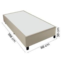 Base Cama Box Solteiro 88x188x38cm Bege Suede Veludo Prince Bege