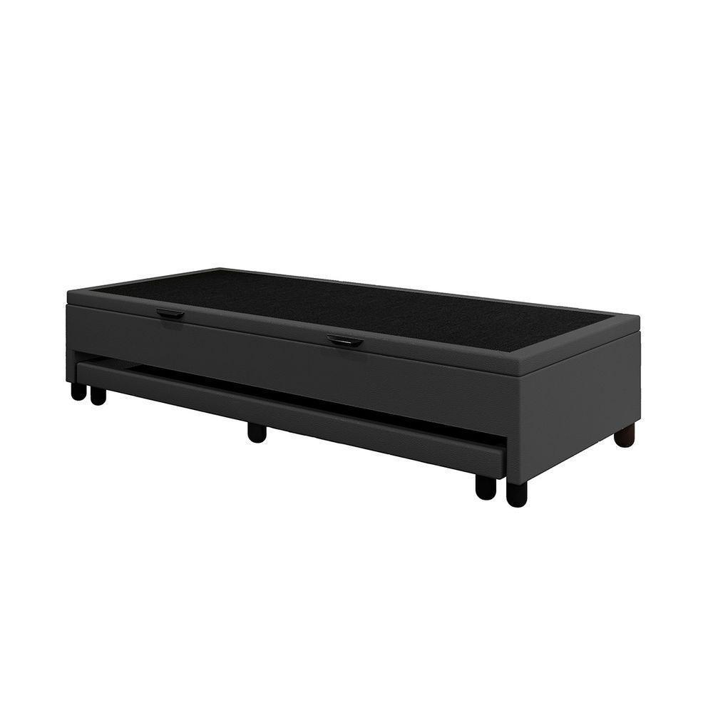 Base Cama Box Baú Solteirão Com Cama Auxiliar Corino Skybox Cor Preto - 3