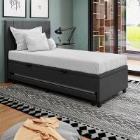 Base Cama Box Baú Solteirão Com Cama Auxiliar Corino Skybox Cor Preto - 2