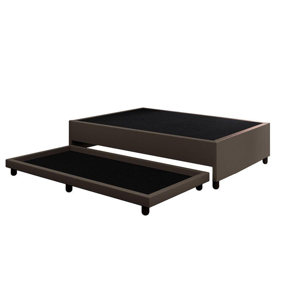 Base Cama Box Solteirão Com Cama Auxiliar Corino Skybox Marrom - 3