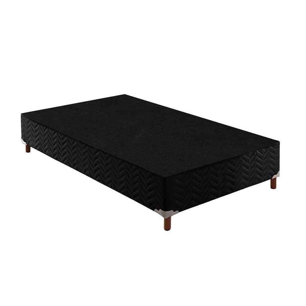 Cama Box Base Solteiro Sommier Rústico Bordado Black (88x188x20) - Paropas - 1