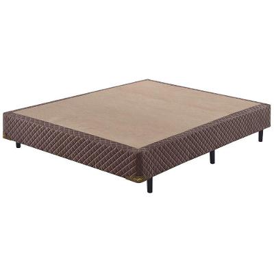 Base Box Casal Sommier 138x188cm Estrutura em Madeira Tecido Antiderrapante Marrom Ecoflex