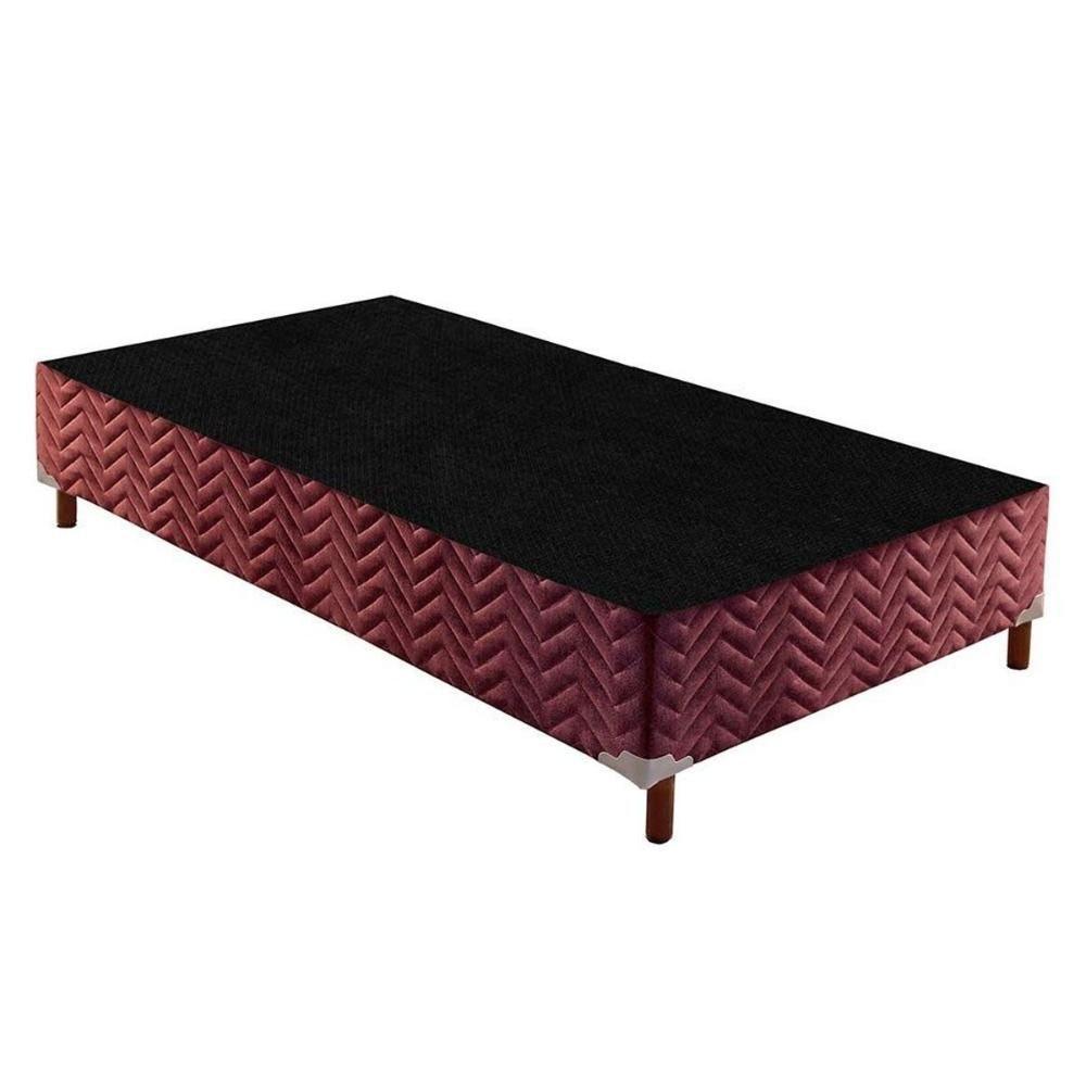 Cama Box Base Solteiro Sommier Rústico Bordado Wine (96x203x30) - Paropas - 1