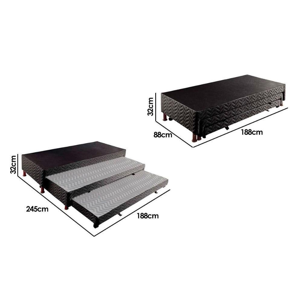 Cama Box Base C-auxiliar Solteiro Universal Rústico Bordado Black (88x188x32) - Paropas - 2