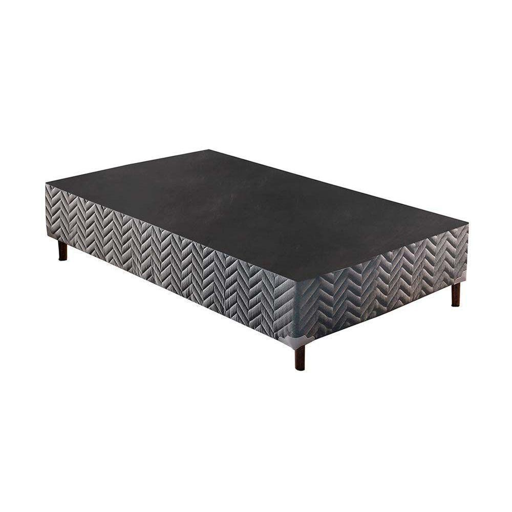 Cama Box Base Solteiro Sommier Rústico Bordado Gray (88x188x30) - Paropas - 1