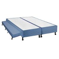 Cama Box Base c/Auxiliar Universal King Poli Tecido Blue (193x203x27) - Castor - 1