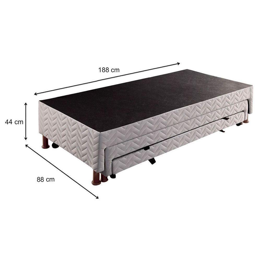 Cama Box Base c/2 Auxiliares Solteiro Universal Rústico Bordado White (88x188x32) - Paropas - 10