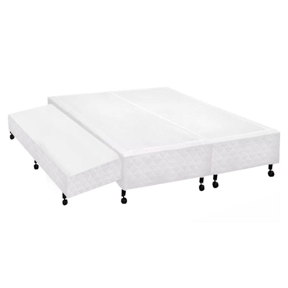 Cama Box Base c/Auxiliar Queen Poli Tecido White (158x198x27) - Castor - 1