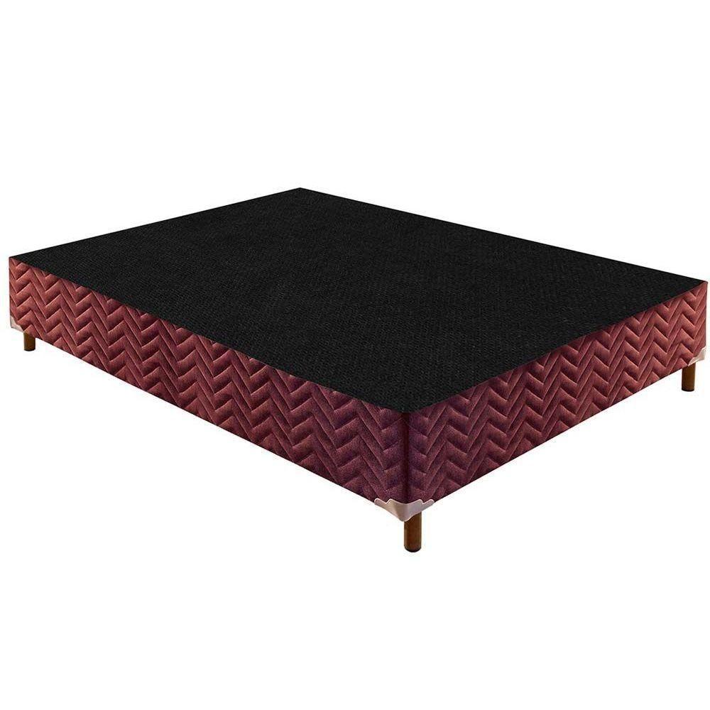 Cama Box Base Universal Casal Sommier Rústico Bordado Wine (138x188x30) - Paropas - 1