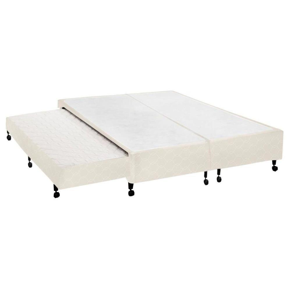 Cama Box Base c/Auxiliar Universal King Poli Tecido Clean (193x203x27) - Castor - 1