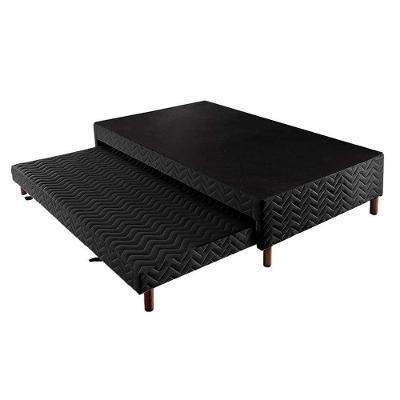Cama Box Base C-auxiliar Universal Com Auxiliar Sommier Rústico Bordado Black (88x188x30) - Paropas