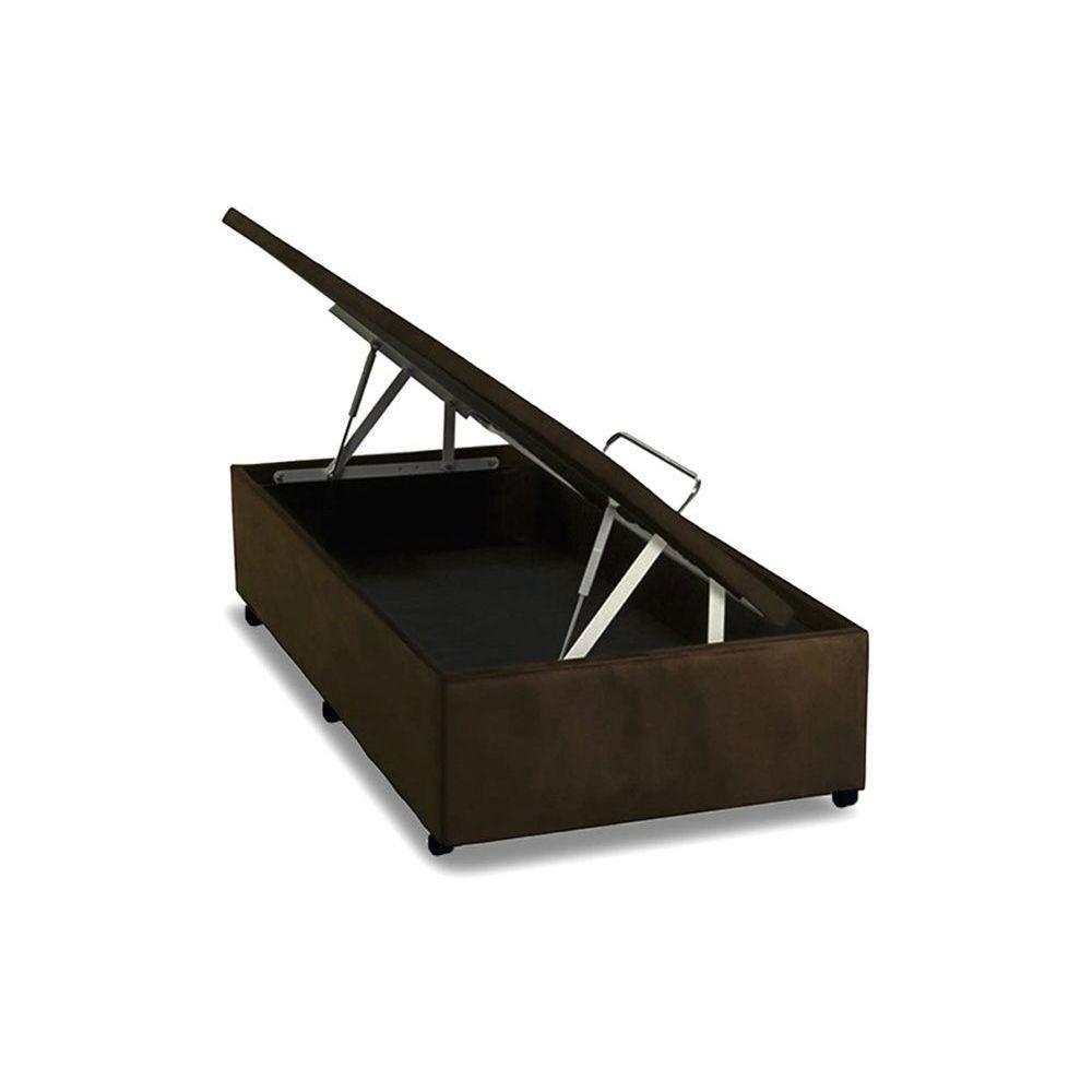 Cama Box Baú Solteiro Universal Suede Brown (88x188x35) - Costa Rica - 1
