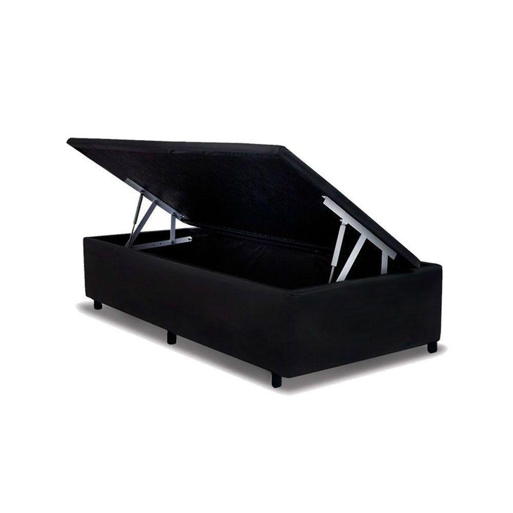 Cama Box Baú Solteiro Universal Suede Black (88x188x35) - Costa Rica - 1