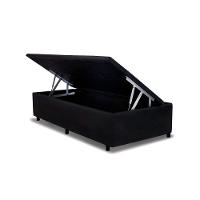 Cama Box Baú Solteiro Universal Suede Black (88x188x35) - Costa Rica - 1