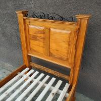 Cama De Solteiro Em Madeira De Demolição Modelo Almofadas Sudeste Rústico - 3